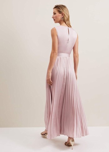 Phase Eight Bonnie Pleated Wrap Satin Dress Pink Australia | UB3169827